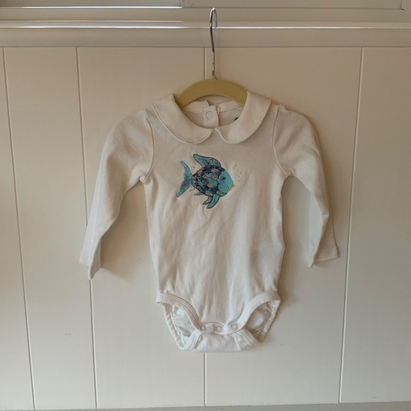 THE RAINBOW FISH Embroidered Collared Bodysuit and Book - 9M - NWOT - Picture 2 of 2